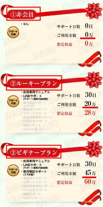 株式会社リテラシーの副業トレンドのサポートプラン料金表