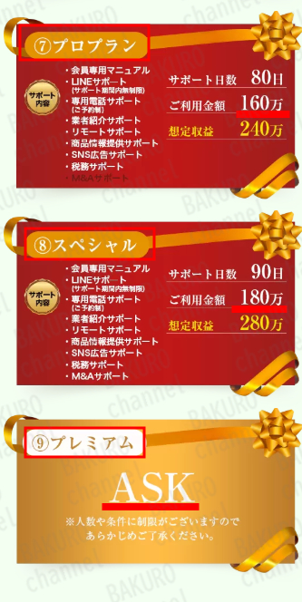 株式会社リテラシーの副業トレンドのサポートプラン料金表