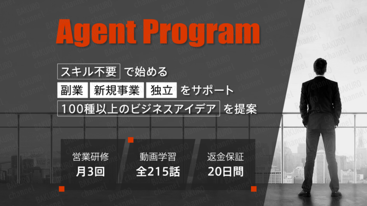 株式会社NRMが提供するAGENCY ECの中の１つ、オンライン型アフィリエイター育成スクールAgent Programの広告