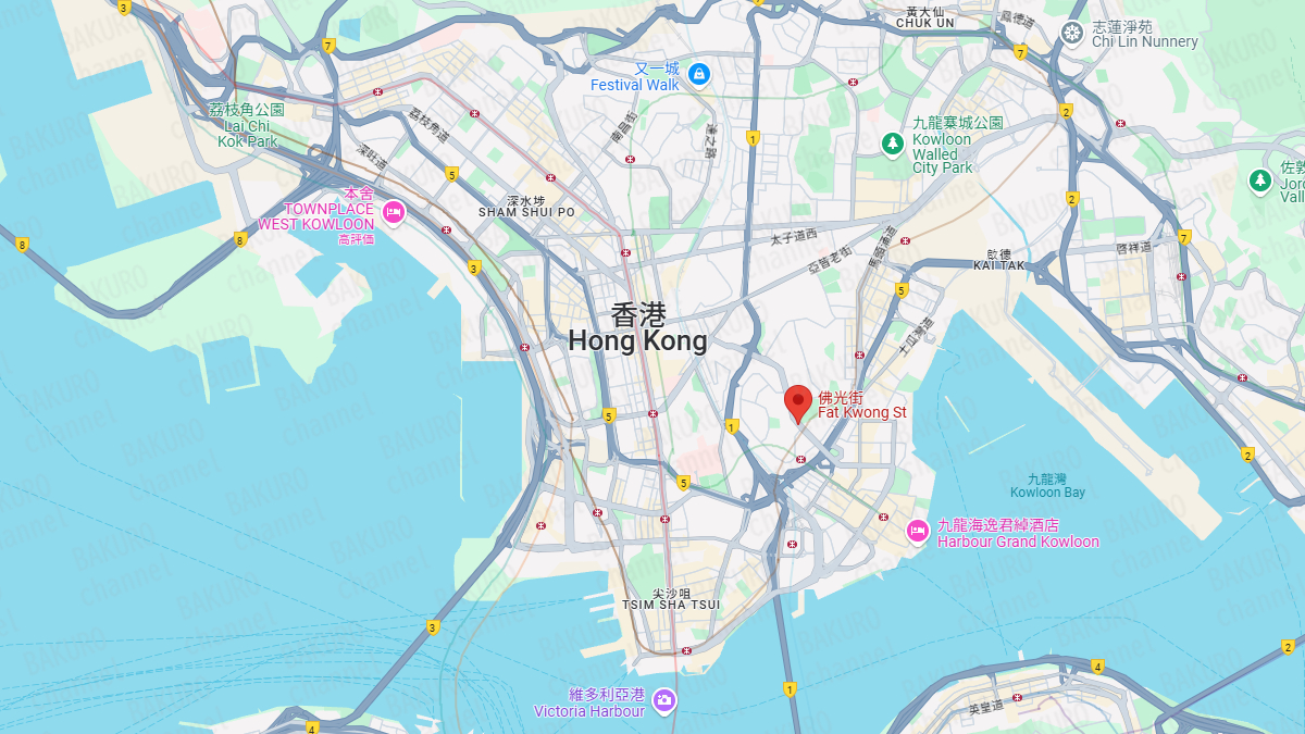 スマホ副業JAMを販売する香港にある会社、KICK BACK LIMITEDの会社所在地地図