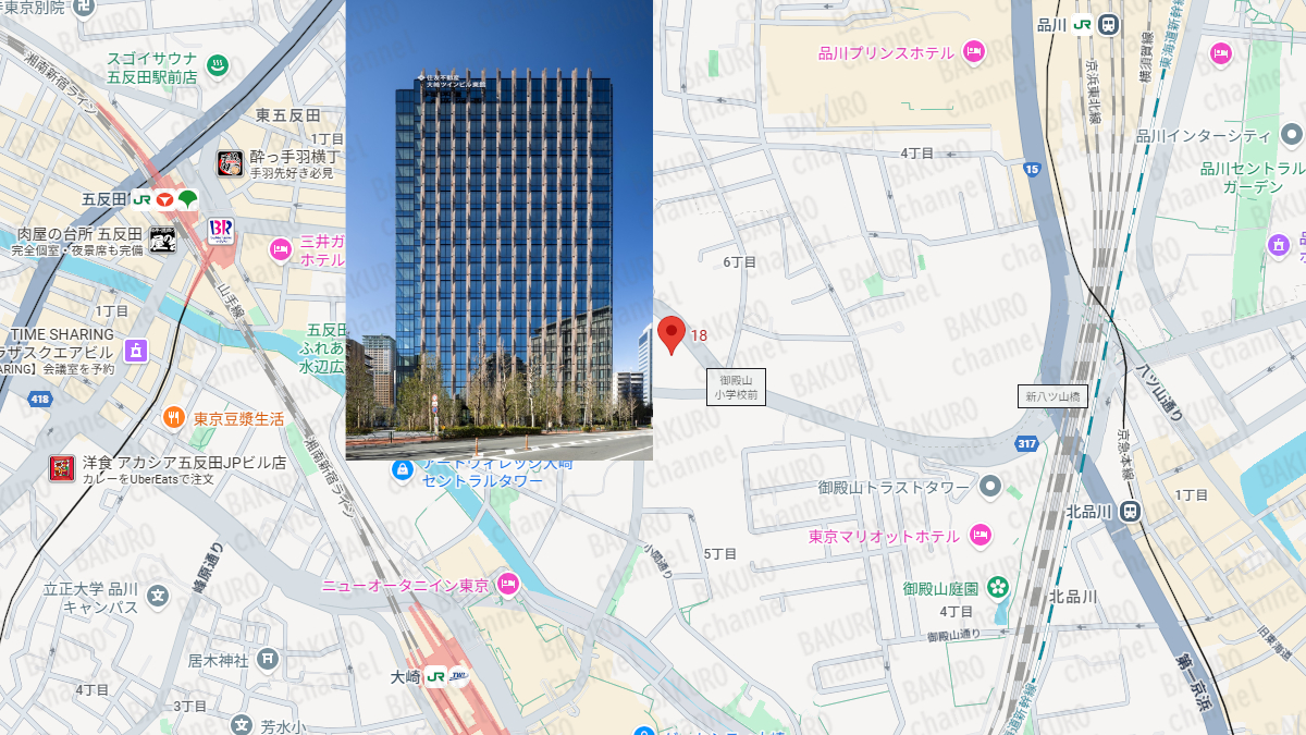 Amazon輸出ビジネスオンライン講座や、Amazon輸出ビジネスオンライン説明会を運営する株式会社オークファンの会社所在地地図