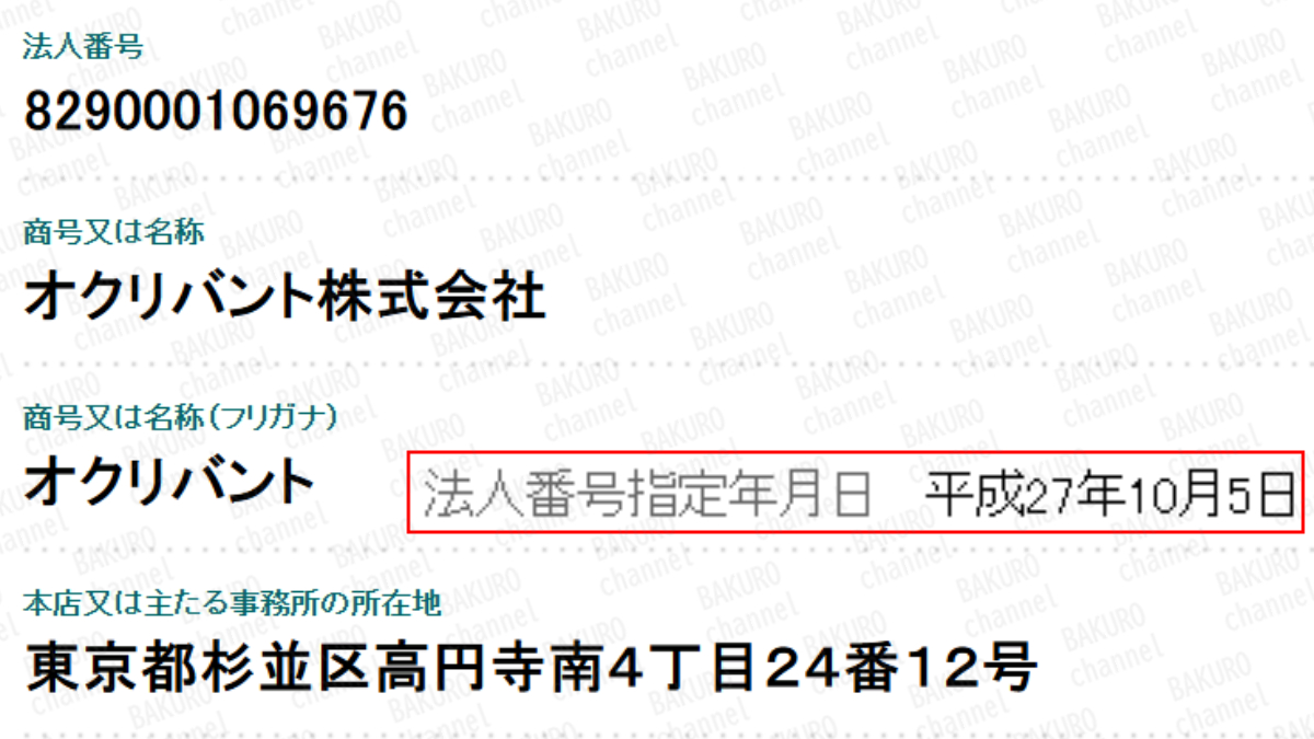 競馬予想サイトうまとみらいと10億円実現クラブを提供するオクリバント株式会社の法人登記情報