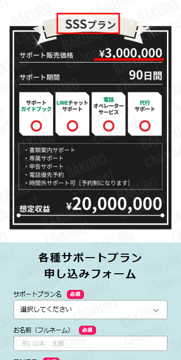 メリット合同会社（旧SApayment合同会社）の副業スマホワークのサポートプラン表