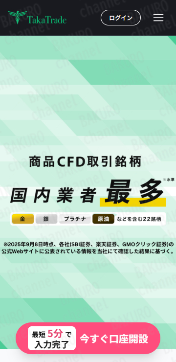 TakaTrade株式会社が運営する商品CFD取引ができるプラットフォームTakaTrade