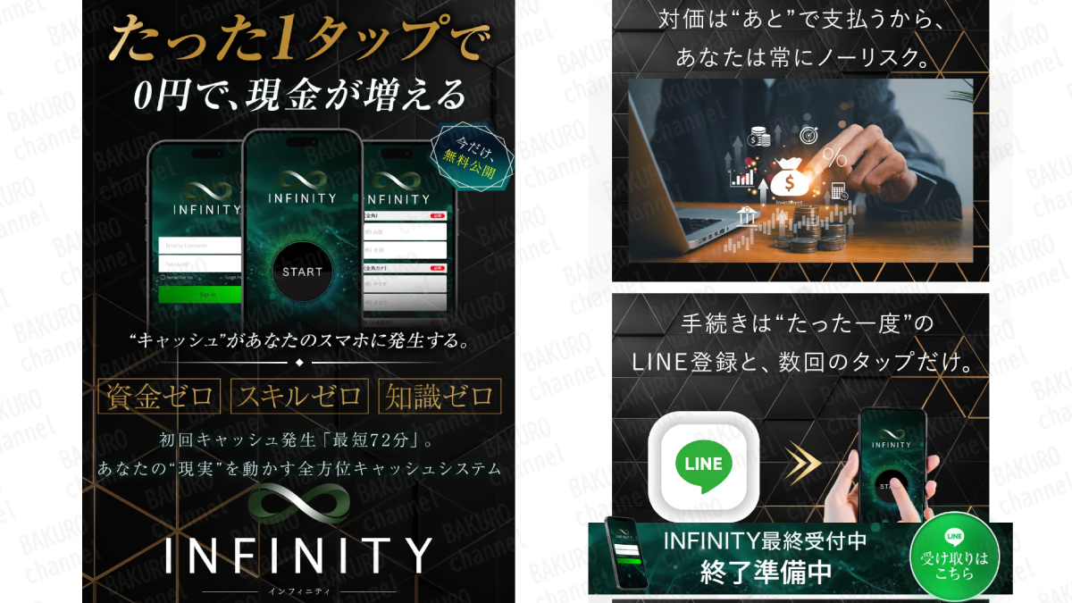 株式会社GENERALHAWK（加藤隆伸）が提供する白石真人の物販ツールINFINITYの広告