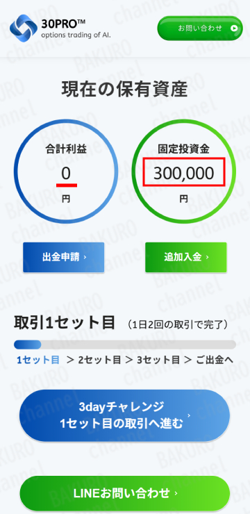 ERED Co., Ltd.（Akihito Marui）が提供するAI搭載バイナリーオプションツール30PROのマイページ