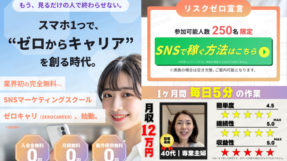 ゼロキャリ運営事務局が提供するSNSマーケティングスクール、ゼロキャリの広告