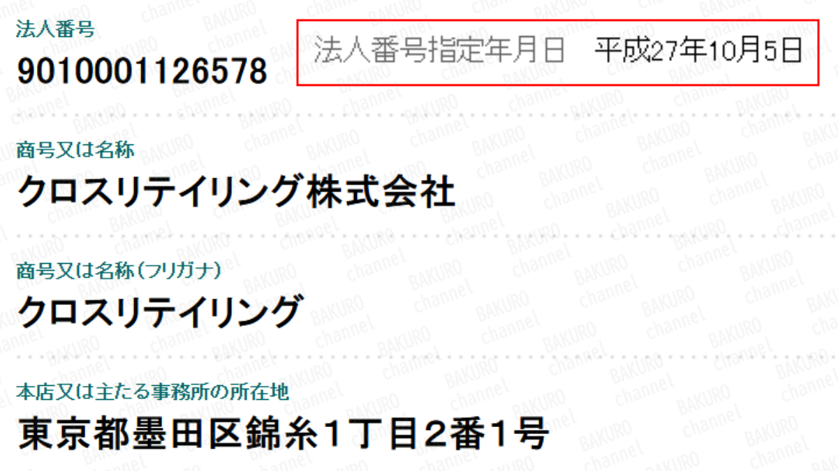 FX竜王(山口ユウタ)のシークレットスキャルFXを販売するクロスリテイリング株式会社(山口孝志)の法人登記情報