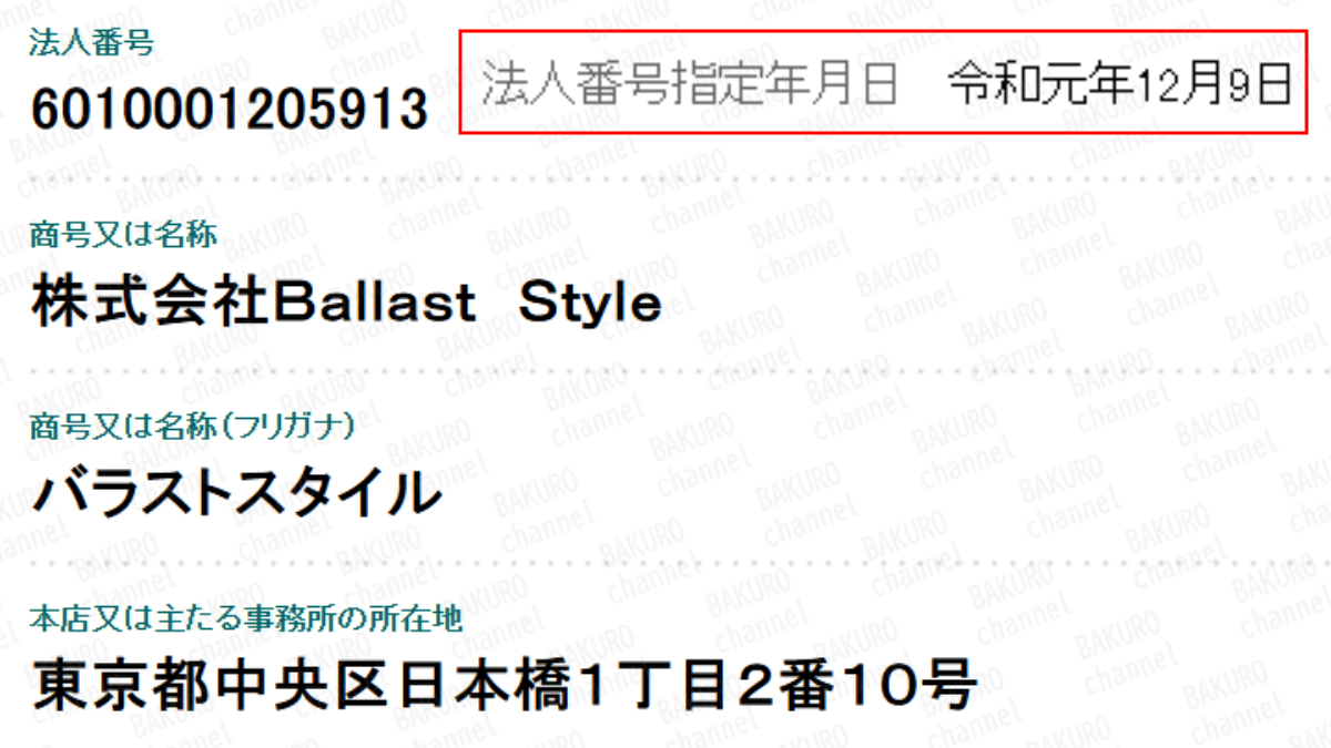 トレーダーコウスケのBrightness（ブライトネス）を販売する株式会社Ballast Style（バラストスタイル）の法人登記情報