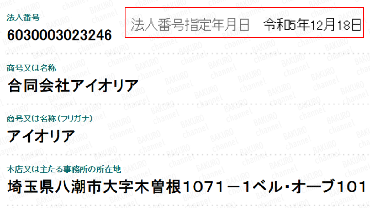 競艇予想サイト競艇バーニングを運営する合同会社アイオリアの法人登記情報
