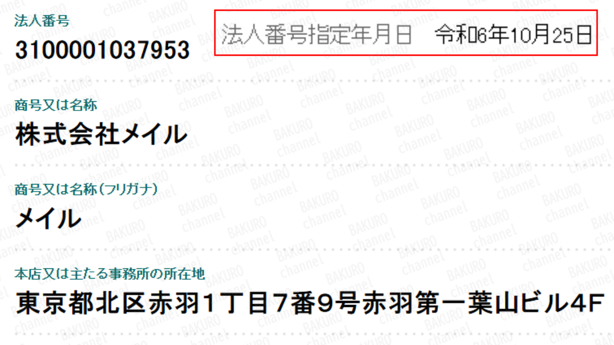 株式会社メイル（君嶋隆寿）の法人登記情報