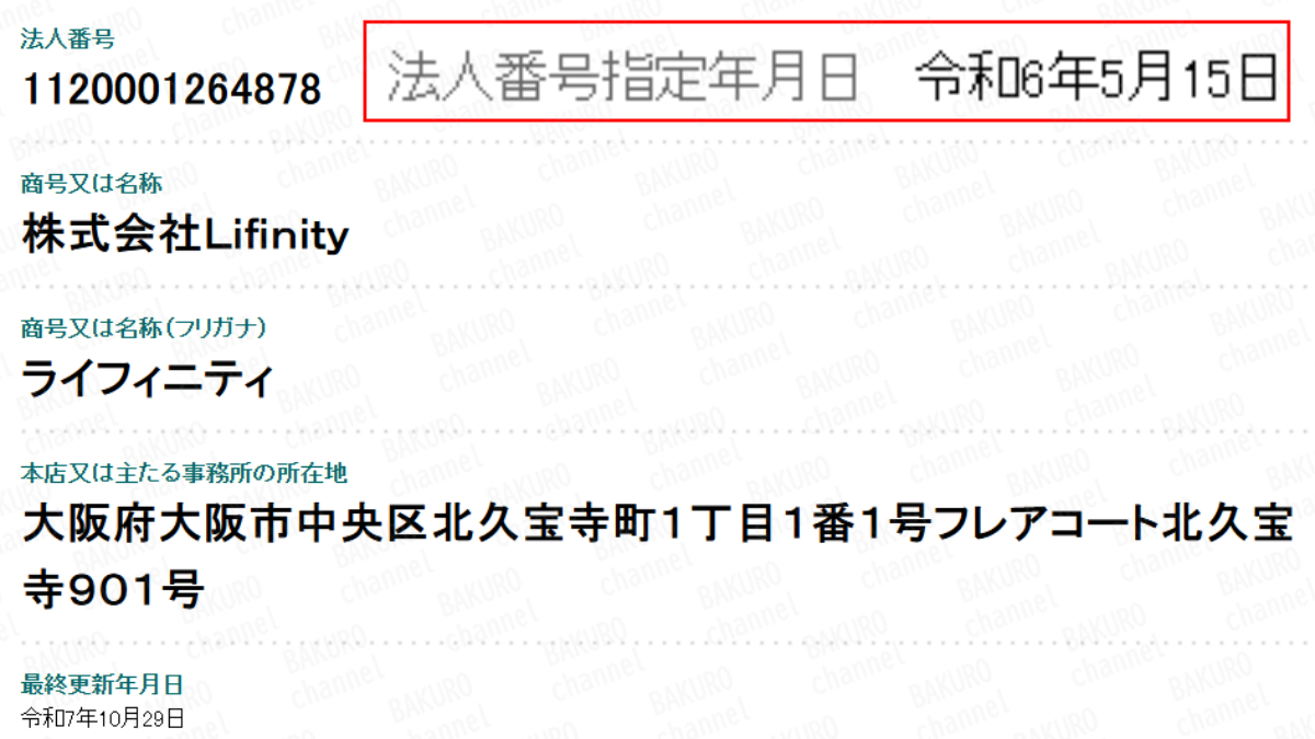 池上憲士郎のIMPCTを販売する株式会社Lifinity（ライフィニティ）の法人登記情報