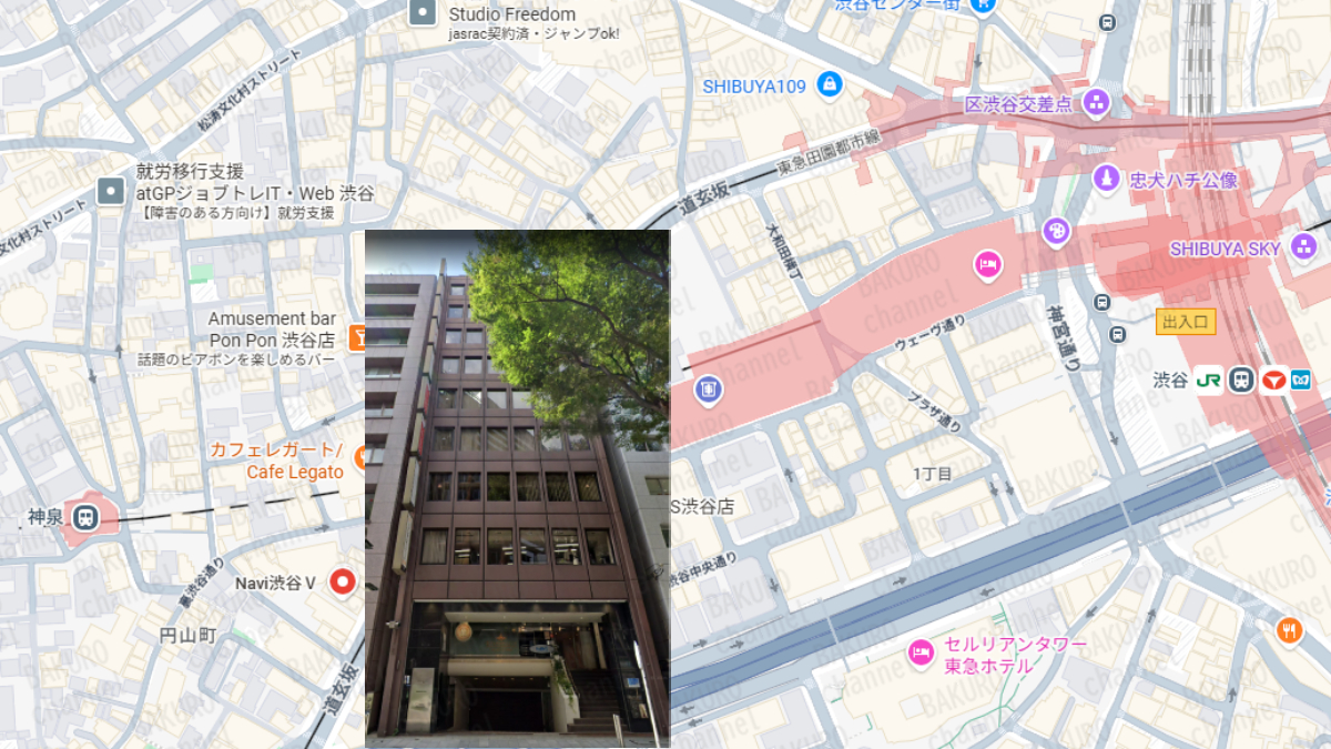 ライバー（配信者）スカウト副業スマふくを販売する（株）セラーズの会社所在地地図