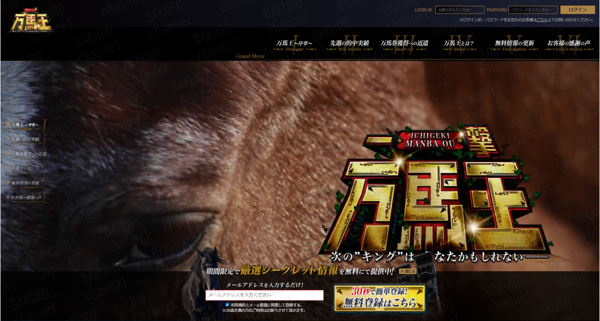 株式会社オールネットが運営する競馬予想サイト万馬王（まんばおう）のサイト