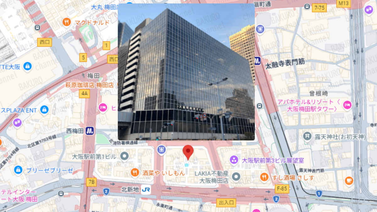 不動産副業だれでもSNS賃貸を提供している株式会社メタエステートの所在地地図