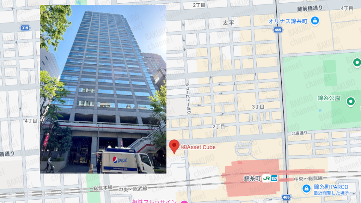 マナブ式スキャルFXを提供する株式会社Asset Cube(アセットキューブ)の所在地地図