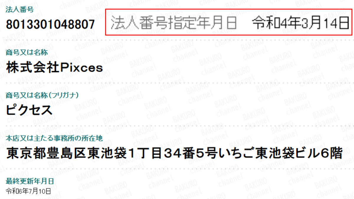 SNSマーケティング副業用にSMSコンサル契約をさせる株式会社Pixces（ピクセス）の法人登記情報