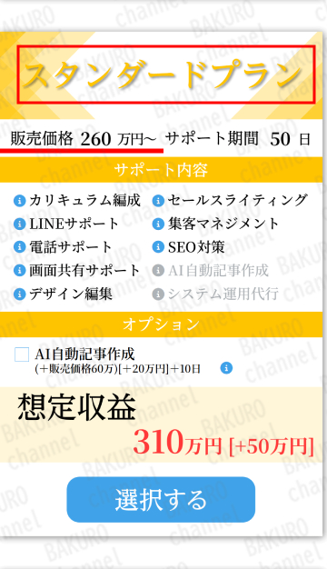 株式会社集（シユウ）のブログアフィリエイト副業ファイルのサポートプラン一覧