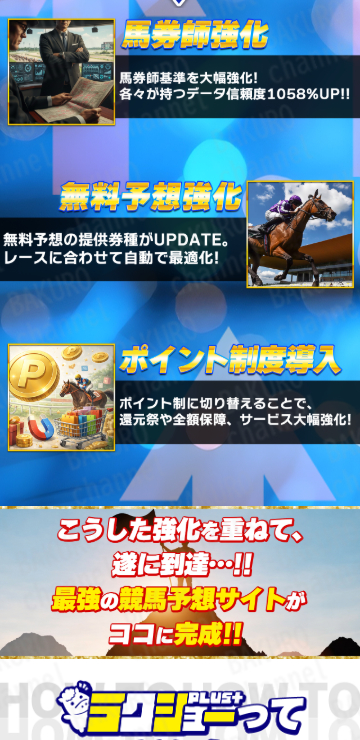 ラクショーPLUS運営事務局が提供する競馬予想サイト、ラクショープラスの広告