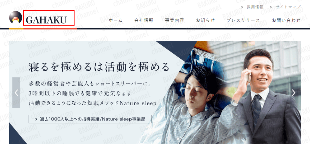 ショートスリーパー堀大輔の睡眠3時間でも健康的に睡眠をコントロールできるNature sleepを販売するGAHAKU株式会社の会社ホームページ