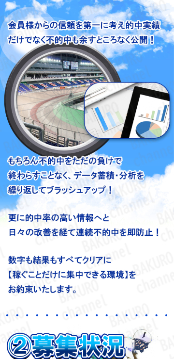 クリアレーサー運営事務局が提供する競輪予想サイト、クリアレーサーの広告