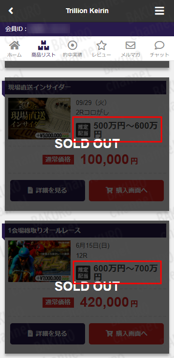 Trillion Keirin運営事務局が提供する競輪予想サイト、トリリオンケイリンの有料プラン