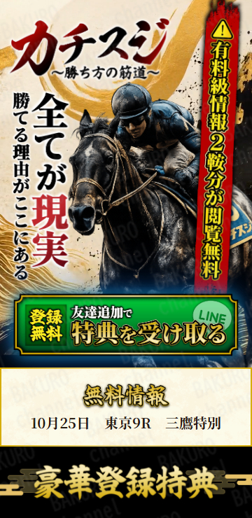 株式会社メビウスが運営する競馬予想サイトカチスジの広告